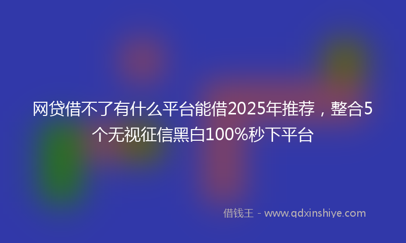 网贷借不了有什么平台能借2025年推荐，整合5个无视征信黑白100%秒下平台