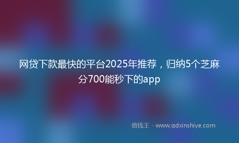 网贷下款最快的平台2025年推荐，归纳5个芝麻分700能秒下的app