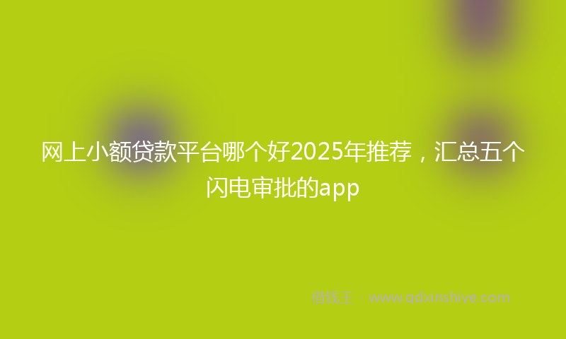 网上小额贷款平台哪个好2025年推荐，汇总五个闪电审批的app