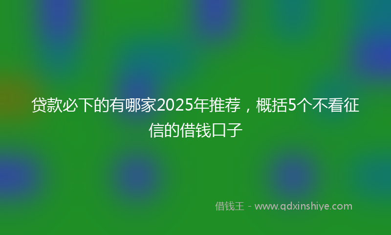 贷款必下的有哪家2025年推荐，概括5个不看征信的借钱口子