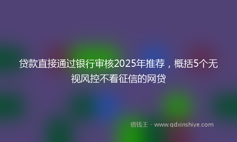 贷款直接通过银行审核2025年推荐，概括5个无视风控不看征信的网贷