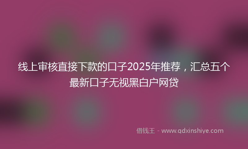 线上审核直接下款的口子2025年推荐，汇总五个最新口子无视黑白户网贷