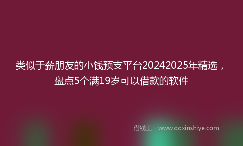 类似于薪朋友的小钱预支平台20242025年精选，盘点5个满19岁可以借款的软件