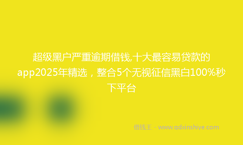 超级黑户严重逾期借钱,十大最容易贷款的app2025年精选，整合5个无视征信黑白100%秒下平台