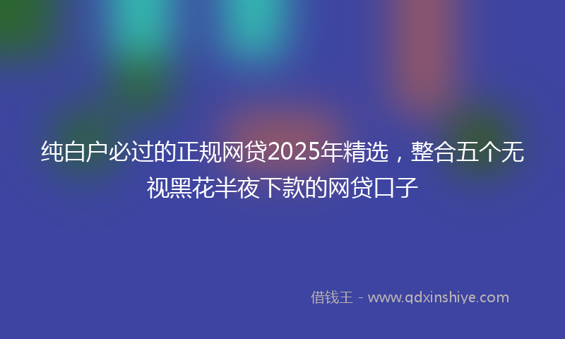 纯白户必过的正规网贷2025年精选，整合五个无视黑花半夜下款的网贷口子