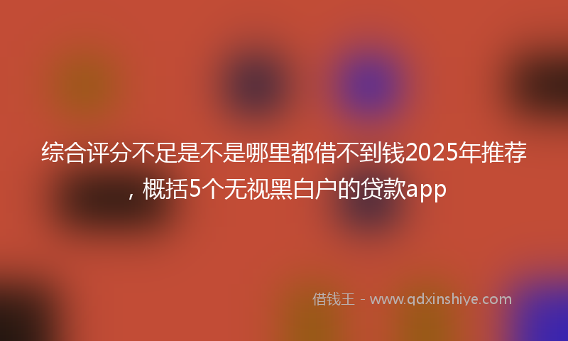 综合评分不足是不是哪里都借不到钱2025年推荐，概括5个无视黑白户的贷款app