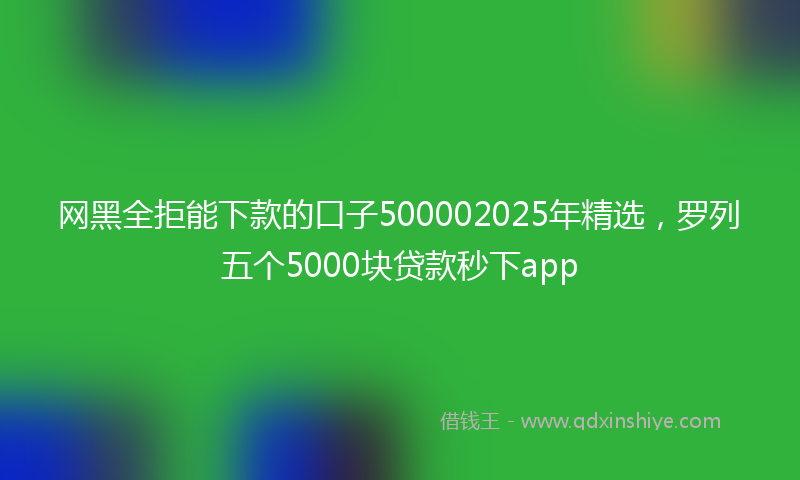 网黑全拒能下款的口子500002025年精选，罗列五个5000块贷款秒下app