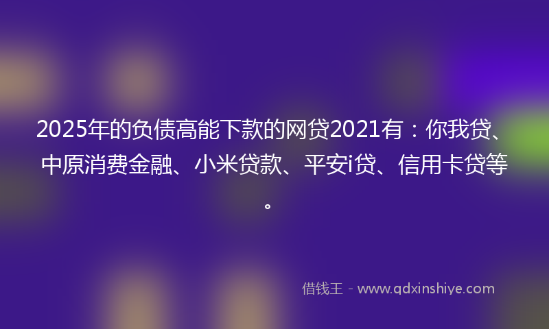 2025年的负债高能下款的网贷2021有：你我贷、中原消费金融、小米贷款、平安i贷、信用卡贷等。