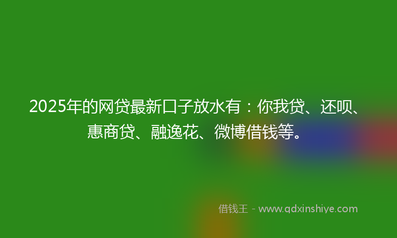 2025年的网贷最新口子放水有：你我贷、还呗、惠商贷、融逸花、微博借钱等。