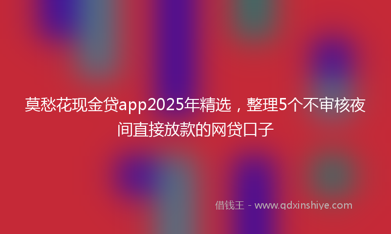 莫愁花现金贷app2025年精选，整理5个不审核夜间直接放款的网贷口子