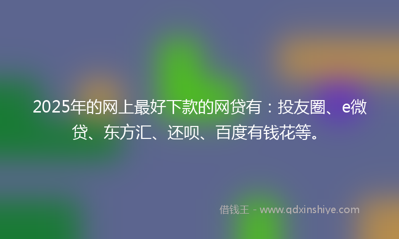 2025年的网上最好下款的网贷有：投友圈、e微贷、东方汇、还呗、百度有钱花等。