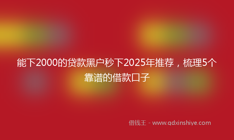 能下2000的贷款黑户秒下2025年推荐，梳理5个靠谱的借款口子