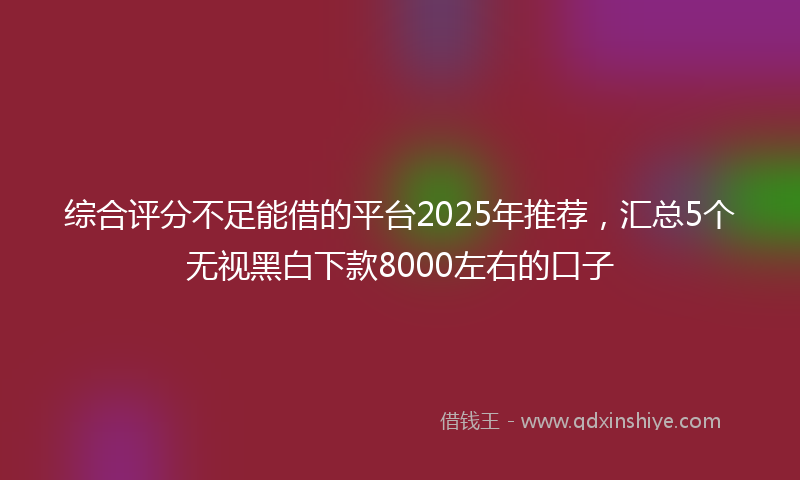 综合评分不足能借的平台2025年推荐，汇总5个无视黑白下款8000左右的口子