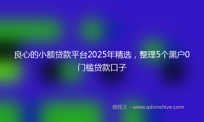 良心的小额贷款平台2025年精选，整理5个黑户0门槛贷款口子