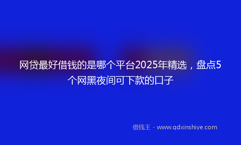 网贷最好借钱的是哪个平台2025年精选，盘点5个网黑夜间可下款的口子