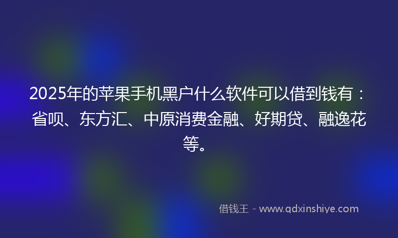2025年的苹果手机黑户什么软件可以借到钱有：省呗、东方汇、中原消费金融、好期贷、融逸花等。