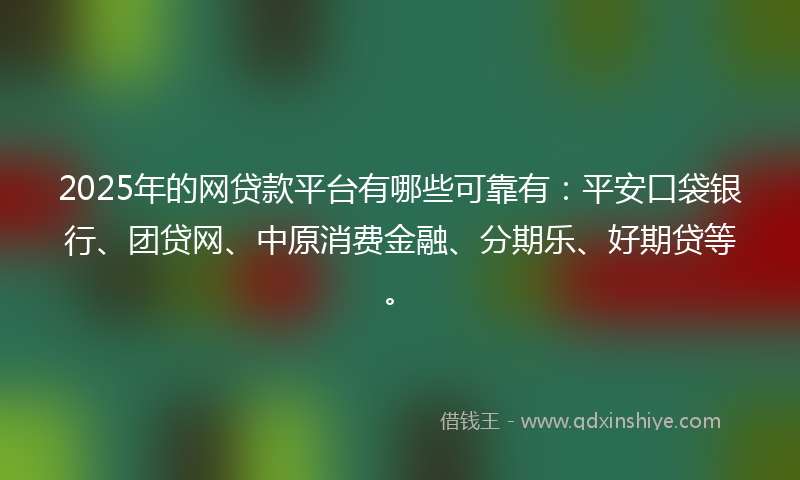 2025年的网贷款平台有哪些可靠有：平安口袋银行、团贷网、中原消费金融、分期乐、好期贷等。