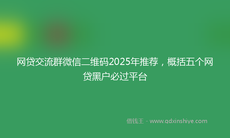 网贷交流群微信二维码2025年推荐，概括五个网贷黑户必过平台
