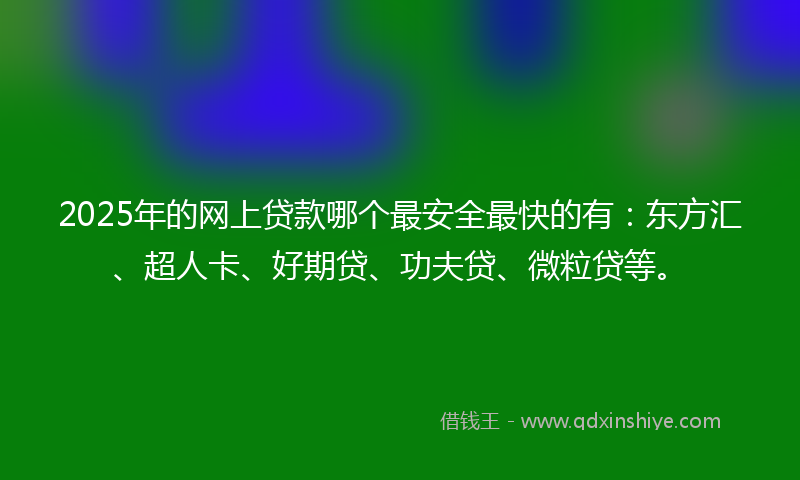 2025年的网上贷款哪个最安全最快的有：东方汇、超人卡、好期贷、功夫贷、微粒贷等。