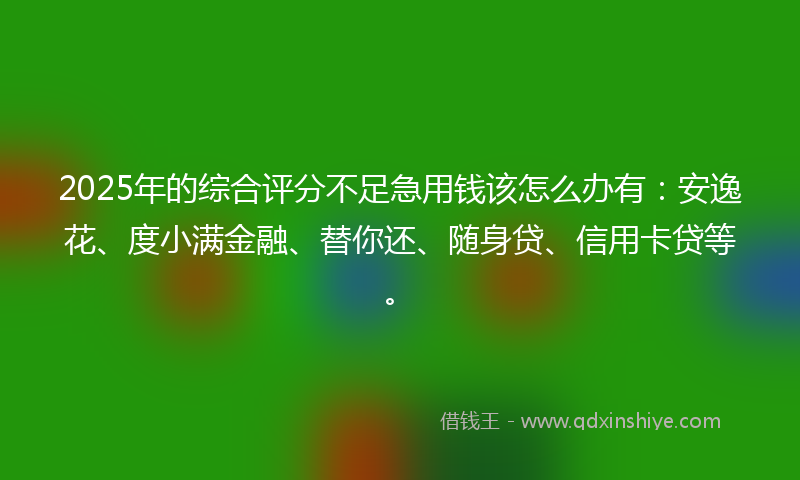 2025年的综合评分不足急用钱该怎么办有：安逸花、度小满金融、替你还、随身贷、信用卡贷等。