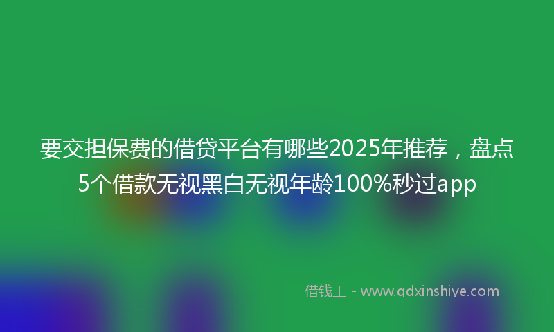 要交担保费的借贷平台有哪些2025年推荐，盘点5个借款无视黑白无视年龄100%秒过app