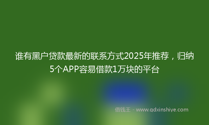 谁有黑户贷款最新的联系方式2025年推荐，归纳5个APP容易借款1万块的平台