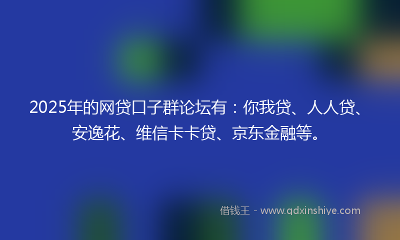 2025年的网贷口子群论坛有：你我贷、人人贷、安逸花、维信卡卡贷、京东金融等。