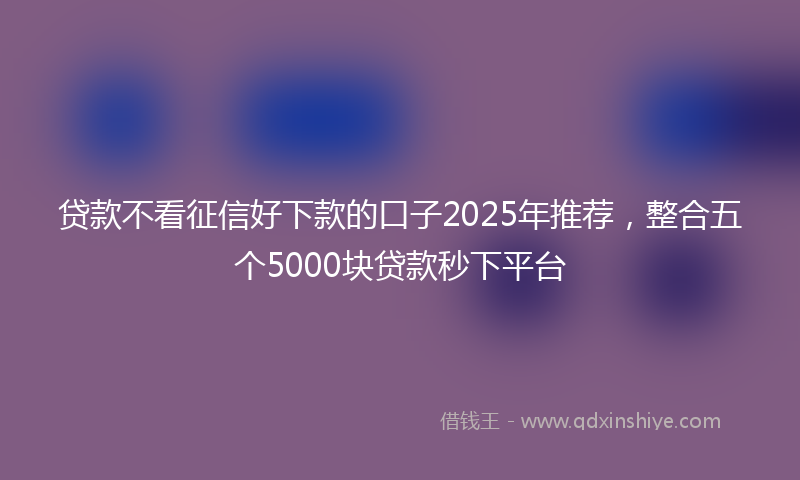 贷款不看征信好下款的口子2025年推荐，整合五个5000块贷款秒下平台