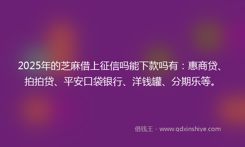 2025年的芝麻借上征信吗能下款吗有：惠商贷、拍拍贷、平安口袋银行、洋钱罐、分期乐等。