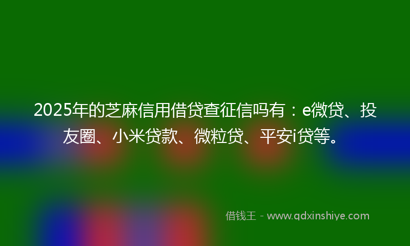 2025年的芝麻信用借贷查征信吗有：e微贷、投友圈、小米贷款、微粒贷、平安i贷等。
