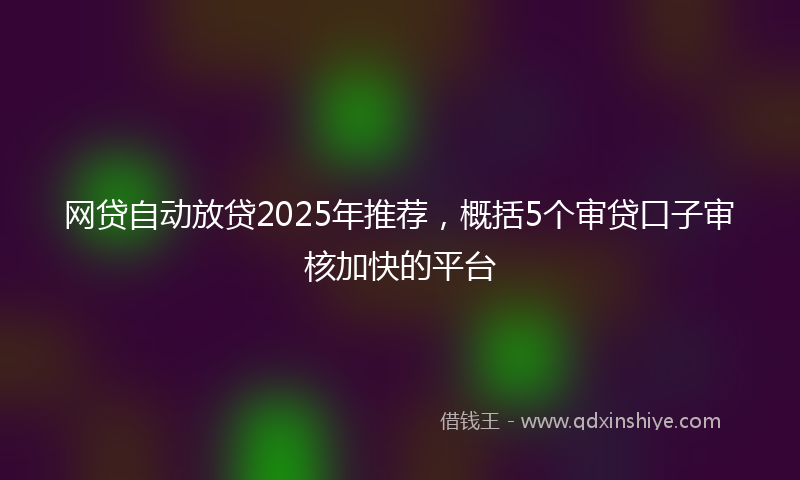 网贷自动放贷2025年推荐，概括5个审贷口子审核加快的平台
