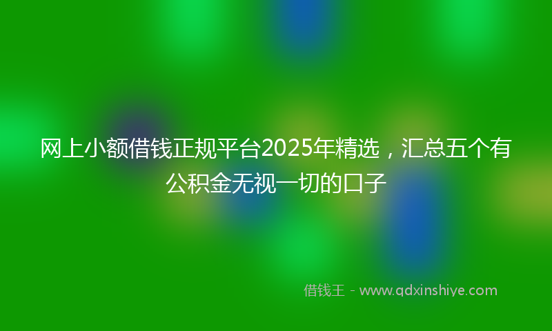 网上小额借钱正规平台2025年精选，汇总五个有公积金无视一切的口子