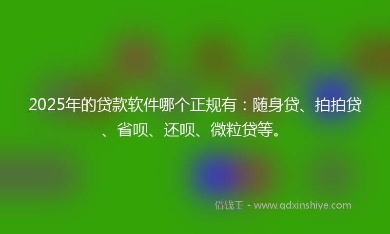 2025年的贷款软件哪个正规有：随身贷、拍拍贷、省呗、还呗、微粒贷等。
