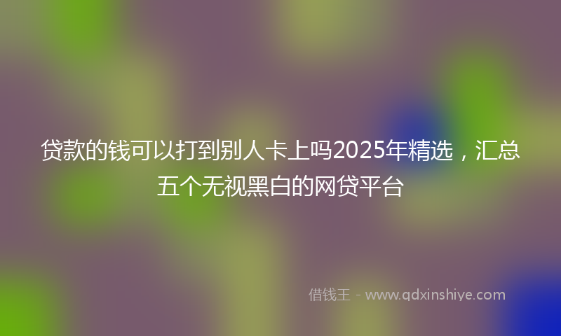 贷款的钱可以打到别人卡上吗2025年精选，汇总五个无视黑白的网贷平台