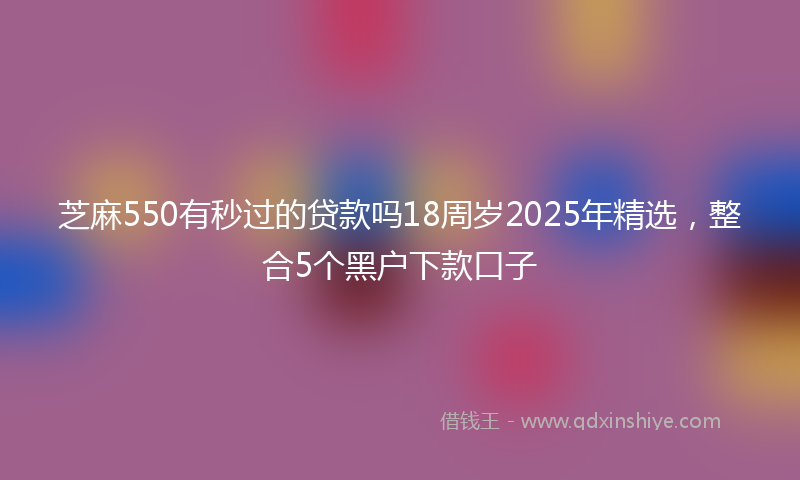 芝麻550有秒过的贷款吗18周岁2025年精选，整合5个黑户下款口子