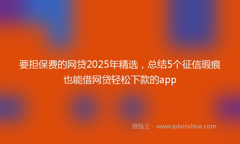 要担保费的网贷2025年精选，总结5个征信瑕疵也能借网贷轻松下款的app