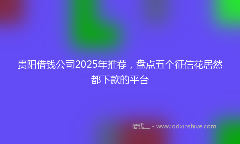 贵阳借钱公司2025年推荐，盘点五个征信花居然都下款的平台