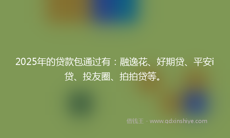 2025年的贷款包通过有：融逸花、好期贷、平安i贷、投友圈、拍拍贷等。
