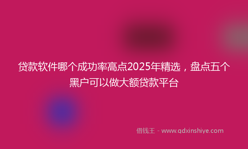 贷款软件哪个成功率高点2025年精选，盘点五个黑户可以做大额贷款平台