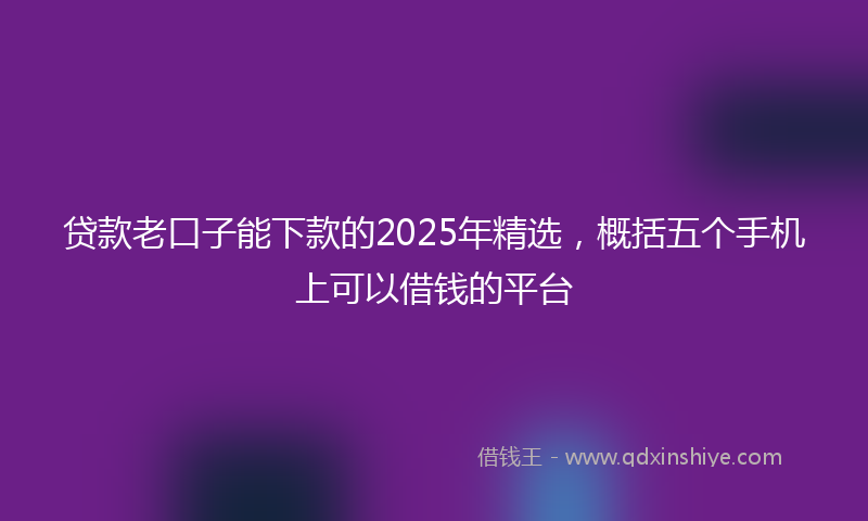 贷款老口子能下款的2025年精选，概括五个手机上可以借钱的平台