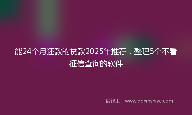 能24个月还款的贷款2025年推荐，整理5个不看征信查询的软件