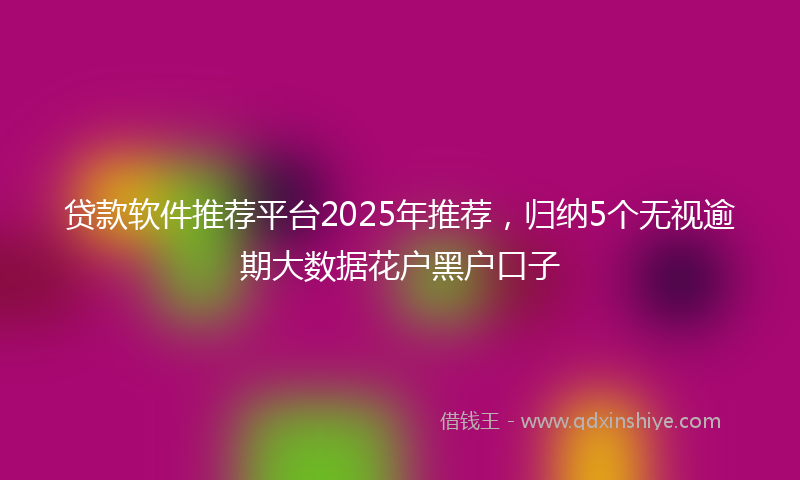 贷款软件推荐平台2025年推荐，归纳5个无视逾期大数据花户黑户口子