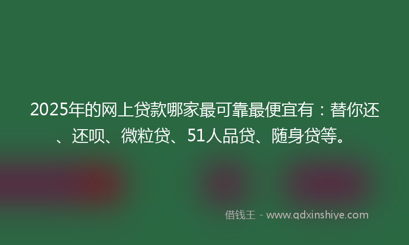 2025年的网上贷款哪家最可靠最便宜有：替你还、还呗、微粒贷、51人品贷、随身贷等。