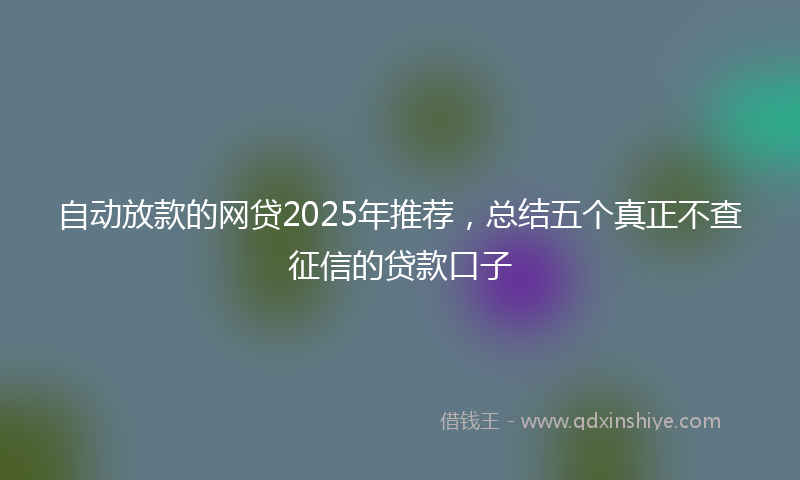 自动放款的网贷2025年推荐，总结五个真正不查征信的贷款口子