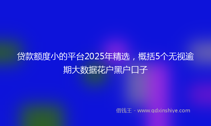 贷款额度小的平台2025年精选，概括5个无视逾期大数据花户黑户口子