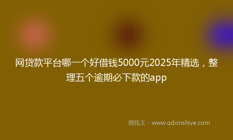 网贷款平台哪一个好借钱5000元2025年精选，整理五个逾期必下款的app
