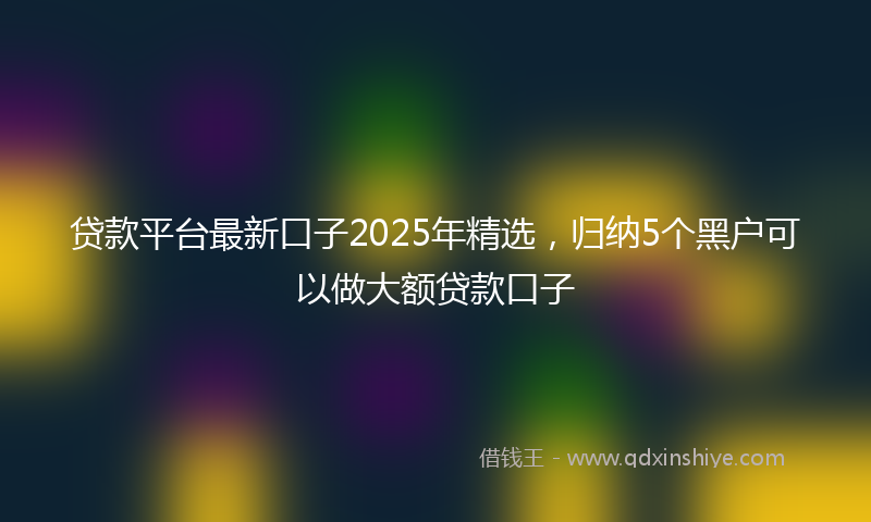 贷款平台最新口子2025年精选，归纳5个黑户可以做大额贷款口子