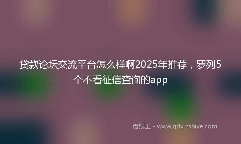 贷款论坛交流平台怎么样啊2025年推荐，罗列5个不看征信查询的app
