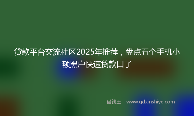贷款平台交流社区2025年推荐，盘点五个手机小额黑户快速贷款口子