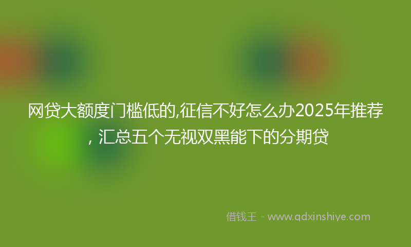 网贷大额度门槛低的,征信不好怎么办2025年推荐，汇总五个无视双黑能下的分期贷